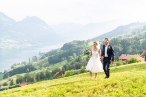 Hochzeit auf dem Landenberg in Sarnen (Obwalden), Fotoshooting bei Ramersberg Kapelle.