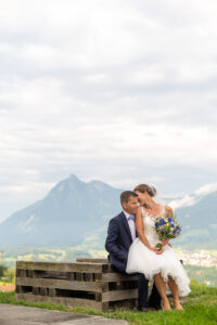 Hochzeit auf dem Landenberg in Sarnen (Obwalden), Fotoshooting bei Ramersberg Kapelle.